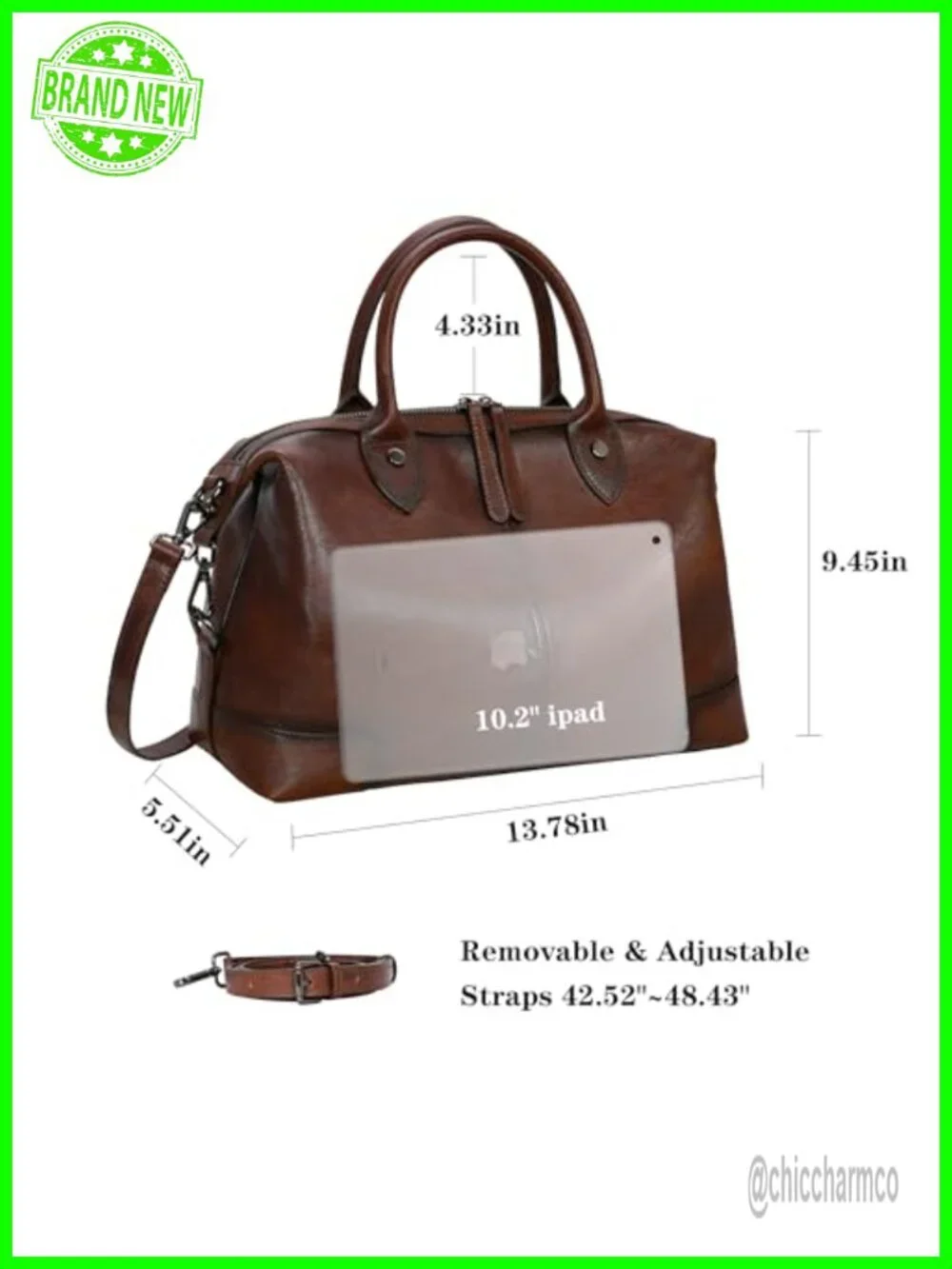 Genuine Leather Satchel Tote Bag Large Doctor Purse Crossbody